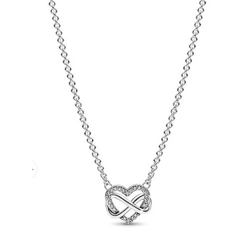 สร้อยคอ Infinity heart sterling silver necklace with clear cubic zirconia